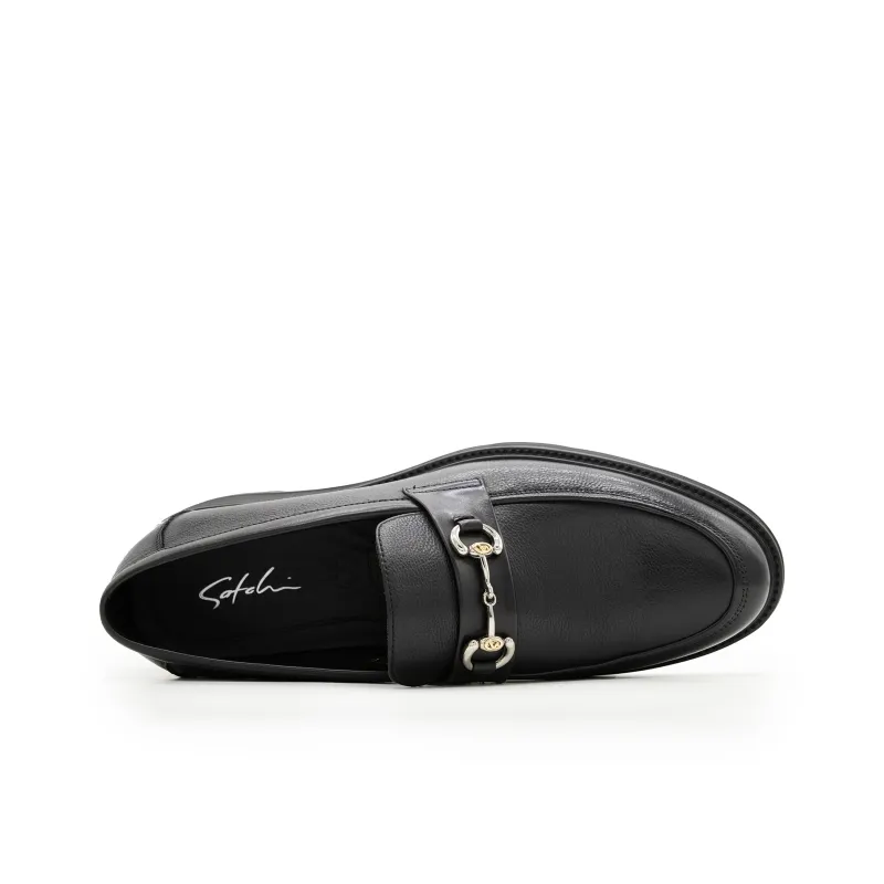Satchi Casual Leather Slip on Shoes Men's Black-3