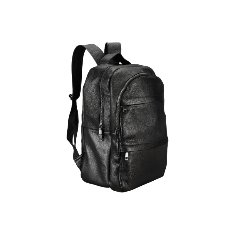 CMLZIUA Top Grain Cow Leather Backpack Regular Unisex Black-2