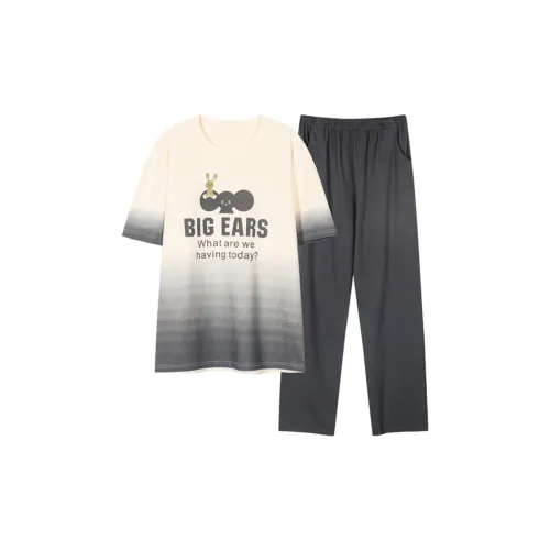 H YXIANG Pajama Set Men's Elegant Gray