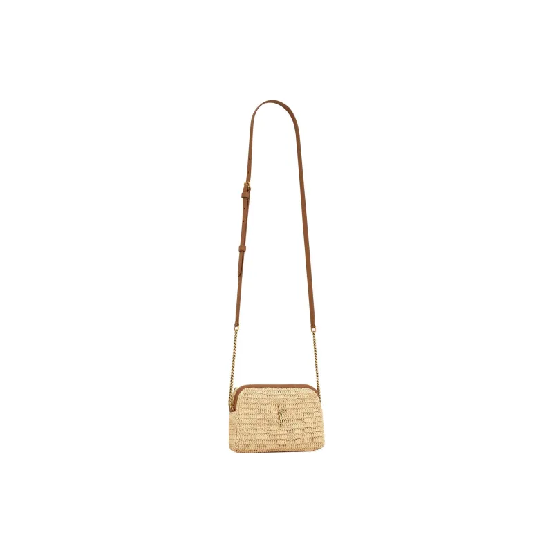 SAINT LAURENT GABY Raffia With Calfskin And Cow Leather Shoulder Bag, Crossbody Bag Unisex Beige-2