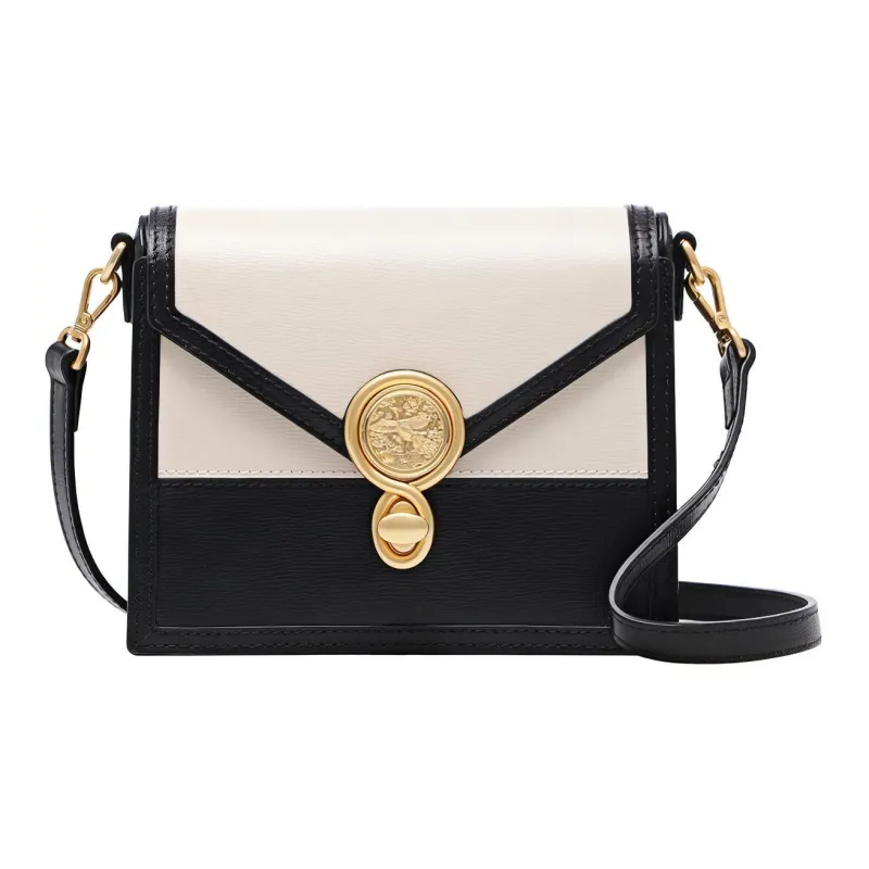 FION Cow Leather Shoulder Bag, Crossbody Bag Regular Women's Black/White, Dark Green/Green-0
