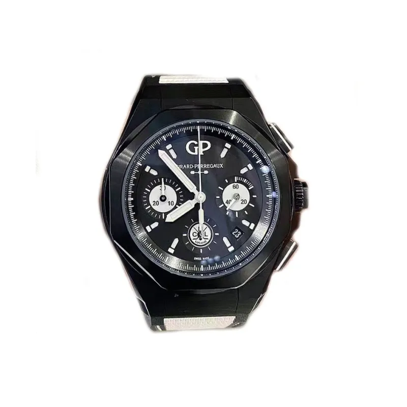 GP Laurel Series Automatic Mechanical Movement Men's Watches Watch 44mm Black Dial Titanium Watch Case Rubber Strap-0