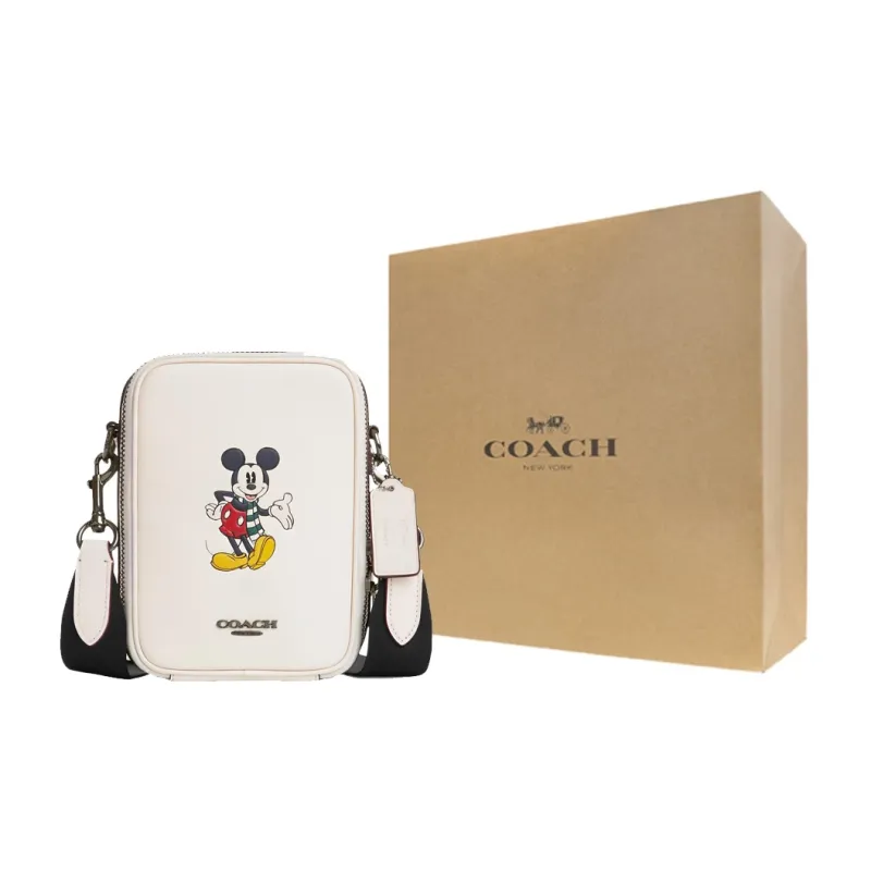 COACH X Disney Stanton Cow Leather Handbag, Shoulder Bag, Crossbody Bag Trumpets Men's White-5