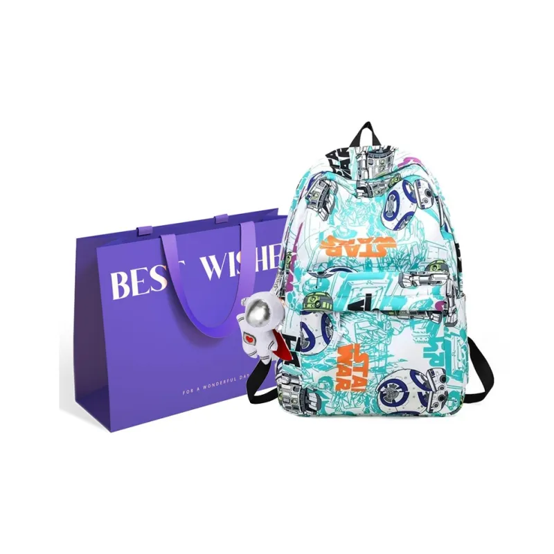 KAKAXI Nylon Backpack Unisex Black/Blue & White/Orange & White-38