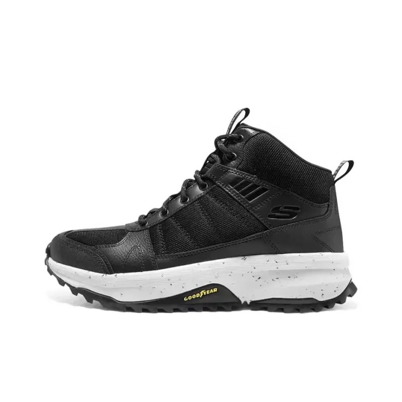 Skechers OUTDOOR MENS Cushioning, Slip Resistant, And Abrasion Resistant Mid Top Hiking Shoes Men's Black White-0