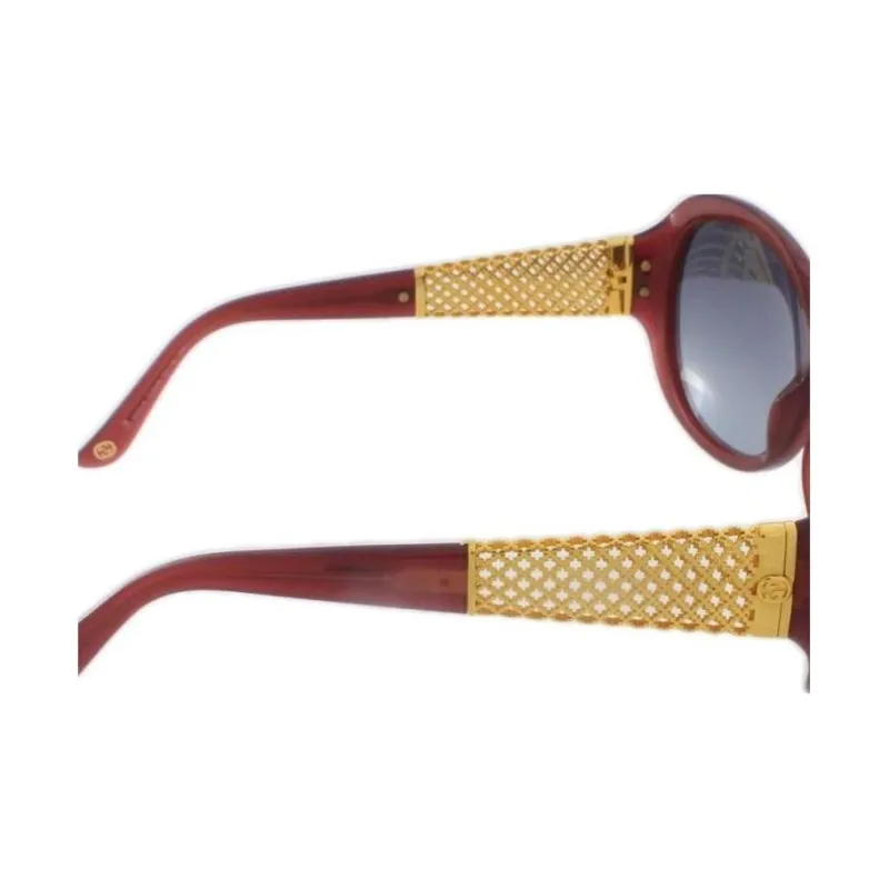 GUCCI Acetate Irregular Shape Sunglasses Women's Burgundy-2
