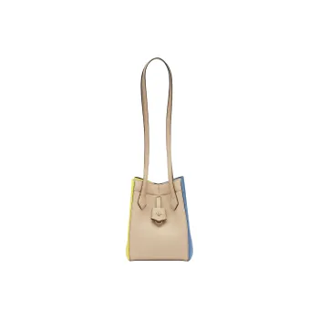 FENDI Origami Calfskin Handbag Shoulder Bag Women's Beige & Light Blue & Yellow