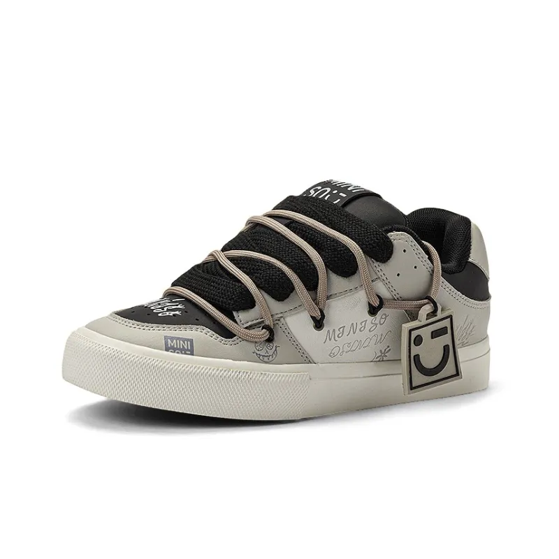 MINISO Low Top Skateboard Shoes Unisex Beige Brown-3
