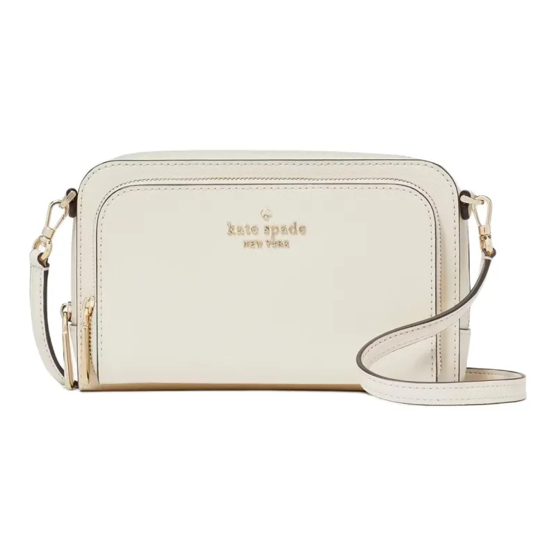 Kate Spade Staci Saffiano Leather Shoulder Bag Crossbody Bag Women's Egg Cream Leather Color-0