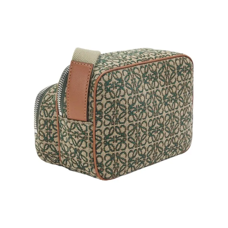LOEWE Canvas With Leather Shoulder Bag Unisex Khaki-2