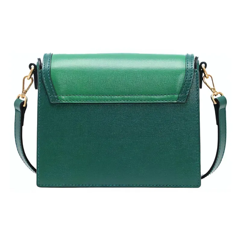 FION Cow Leather Shoulder Bag, Crossbody Bag Regular Women's Black/White, Dark Green/Green-5