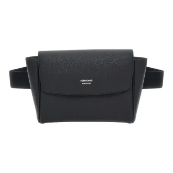 FERRAGAMO Stamped Calfskin Fanny Pack Men's Black