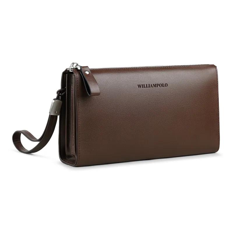 WilliamPOLO Cow Leather Clutch Anti Theft Handle Envelope Bag Multifunction Cell Phone Pouch Regular Men's Multicolor-7