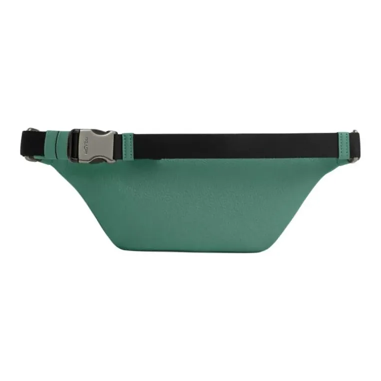 COACH Warren Pebbled Leather With Smooth Calfskin Fanny Pack Large Size Men's Black Antique Nickel & Bright Green-1