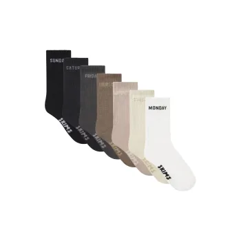 SKIMS SPORT CREW DAYS OF THE WEEK SOCK 7-PACK Mid-Calf Socks Women's 7 Pack GRAPHITE MULTI/Graphite Multicolor