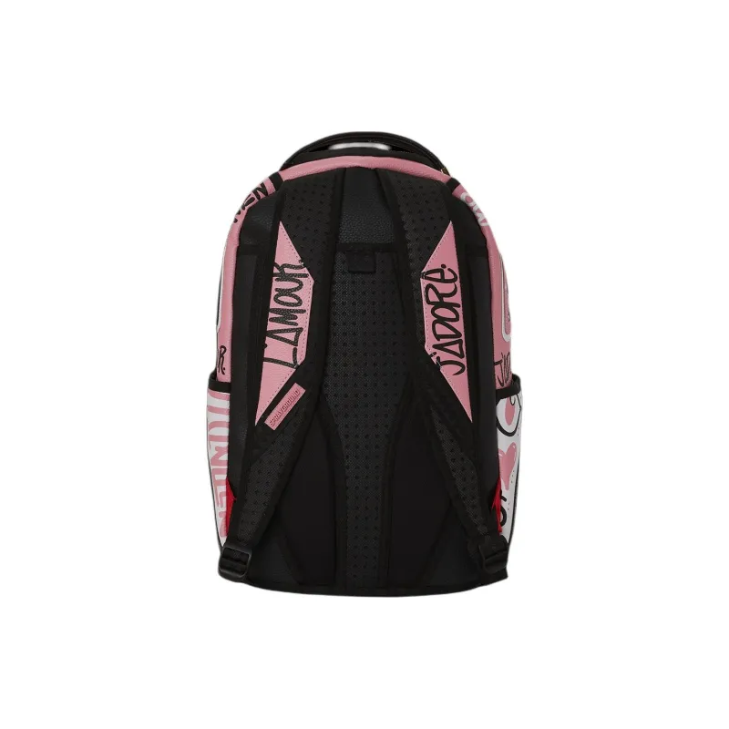 SPRAYGROUND Faux Leather Backpack Women's Pink Black-4