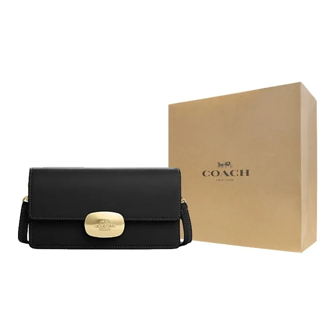 COACH Eliza Cow Leather Shoulder Bag Crossbody Bag Small Size Women's Black-5