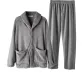 Men's Set (Gray) Thickened Flannel/Lapel Cardigan with Pocket