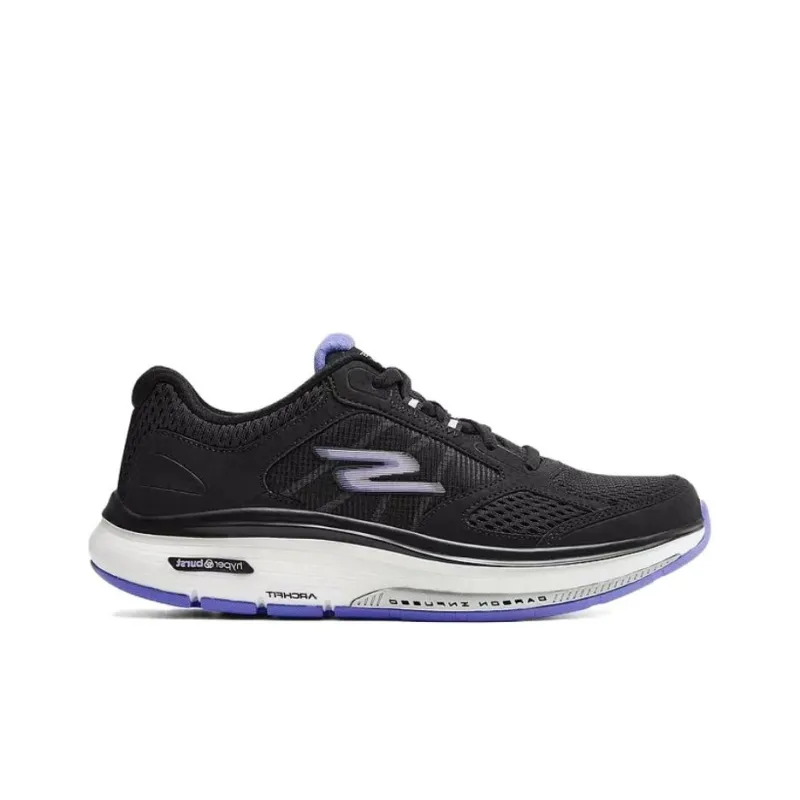 Skechers Cushioning Breathable Coverage Rebound Low Top Casual Running Shoes Women's Black Purple-1
