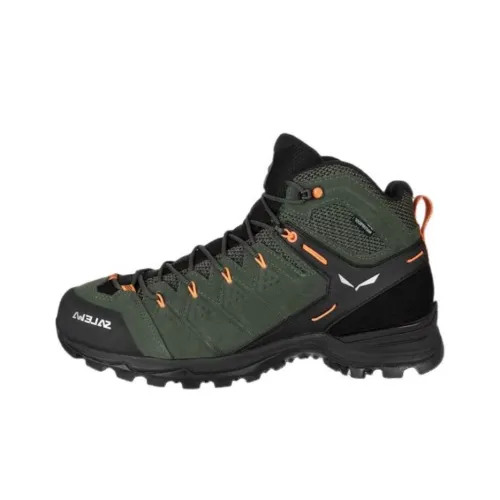 SALEWA ALP MATE MID Cushioning, Wear Resistant Mid Top Hiking Shoes Men's Green Black