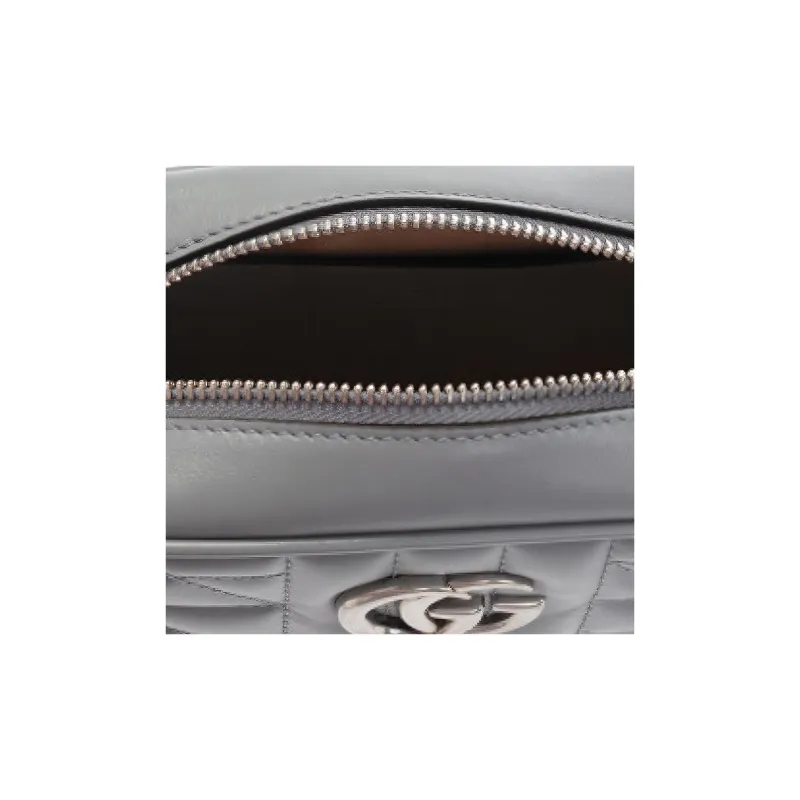 GUCCI GG Marmont Calfskin Camera Bag Shoulder Bag Crossbody Bag Mini Women's Gray-2