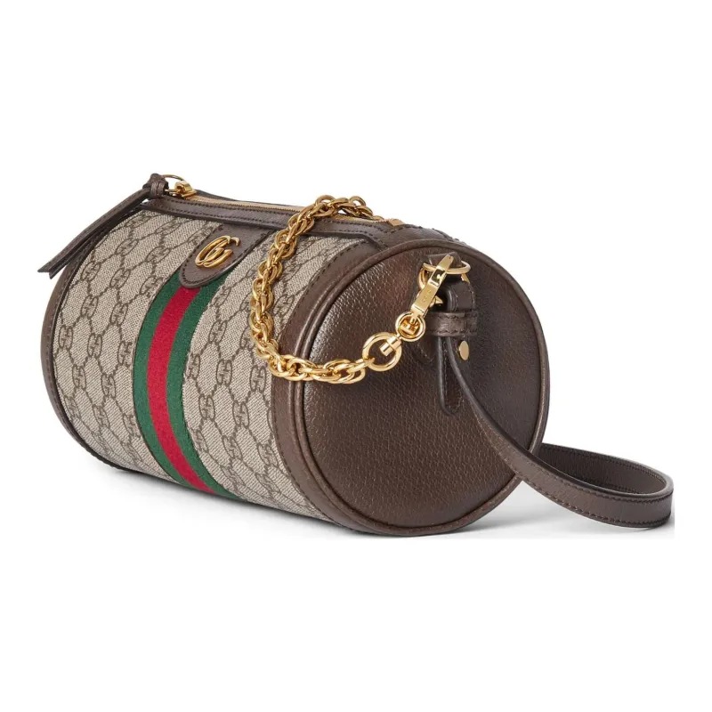 GUCCI Ophidia Canvas With Leather Binding Canvas Bag Crossbody Bag Shoulder Bag Women's Beige & Ebony-1