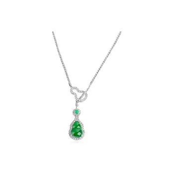 Qing Yi Ice Glutinous New Chinese Style Chinese Fashion Trend Vintage Jadeite Necklace Women's