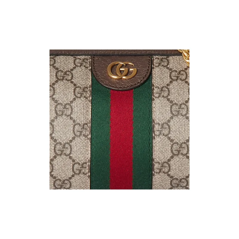GUCCI Ophidia Canvas With Leather Binding Canvas Bag Crossbody Bag Shoulder Bag Women's Beige & Ebony-7