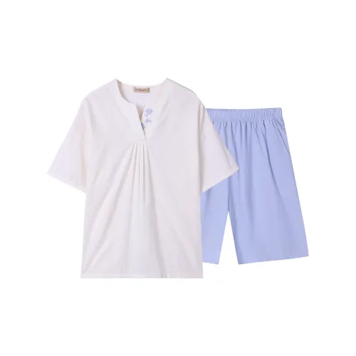 AUTUMNDEER Pajama Set Women's Milk White Lid