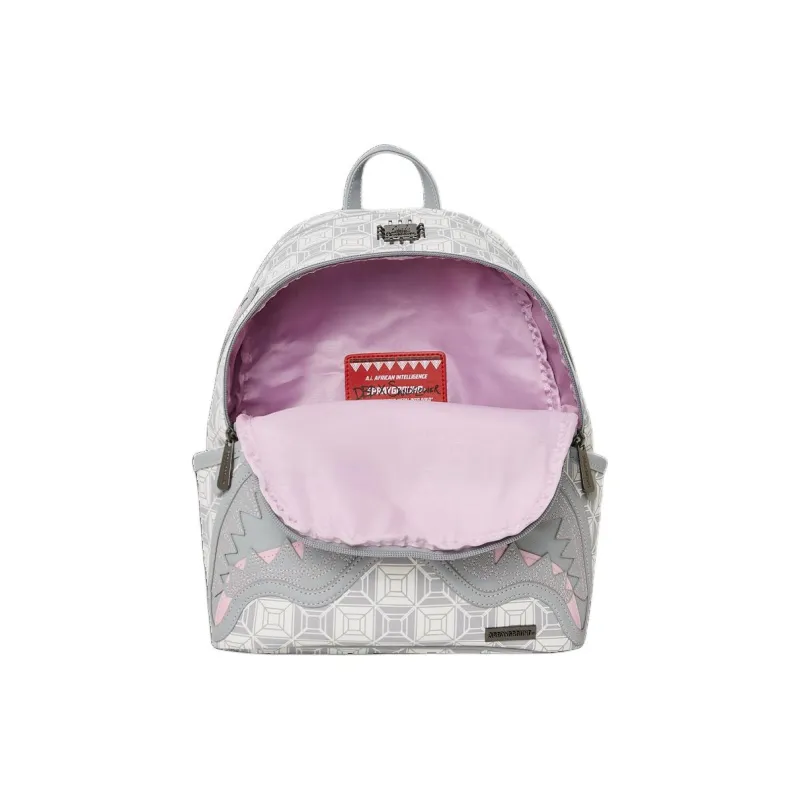 SPRAYGROUND Ai SANDFLOWER Collaboration Artificial Leather Backpack Unisex Gray-3