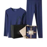 Thermal Underwear Tops+Long Johns Clothing Sets (Sapphire Blue) German Fleece Heat/Seamless Cut/3A Antibacterial