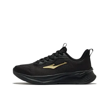 Erke Cushioning Wear Resistant Low Top Running Shoes Men's Jet Black King Gold