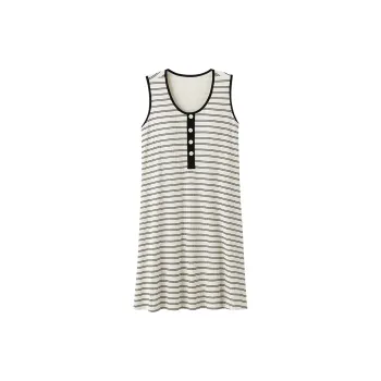 MADALLO Nightgown Women's Black White Stripes