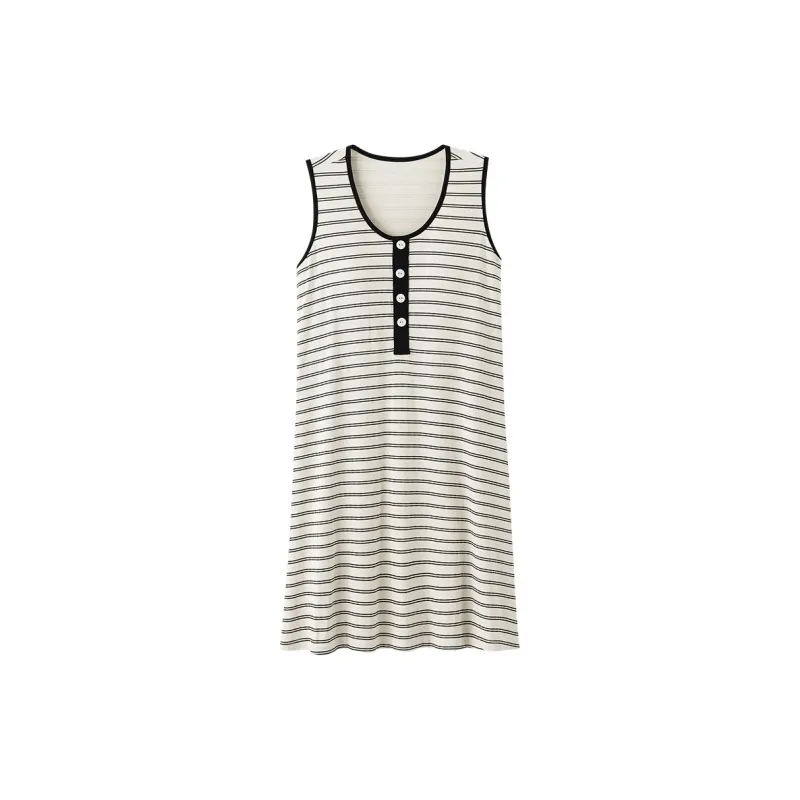 MADALLO Nightgown Women's Black White Stripes-0