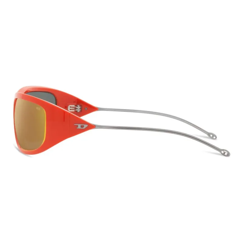 DIESEL Metal Plastic Irregular Shape Sunglasses Men's Orange-1