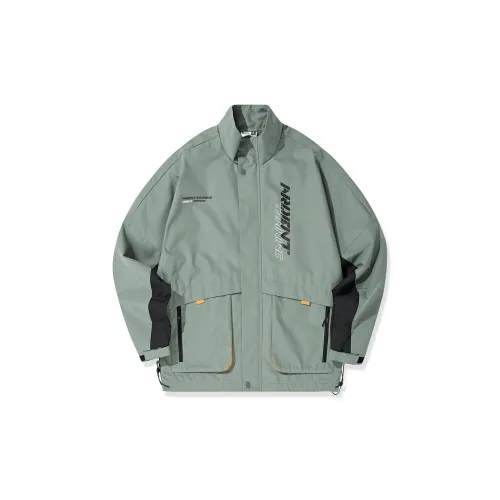 QIAODAN Trench Coats Unisex Forest Gray Green