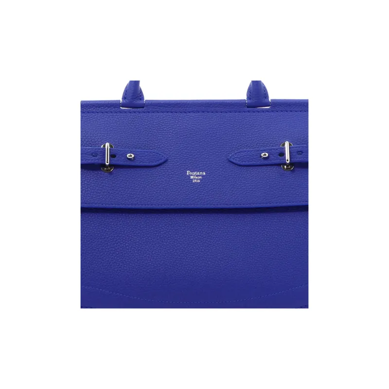 Fontana Milano 1915 Togo Leather Handbag Women's Blue-3