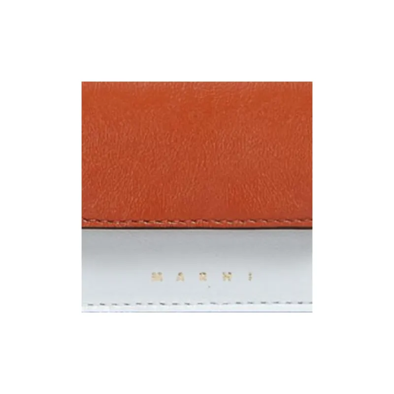 MARNI Crushed Leather Card Holder Card Holder Women's Brown & White-4