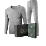 Men's Crew Neck Clothing Sets (Light Gray) Double-Layered Thickened/Fleece-Lined Thermal Retention
