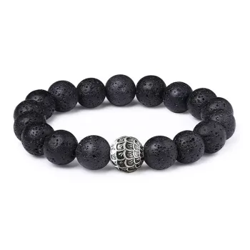 Yu Yin Volcanic Stone Alloy New Chinese Style Beaded Bracelet Men's
