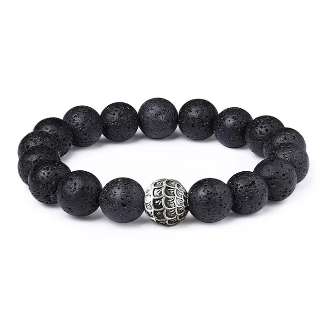 Yu Yin Volcanic Stone Alloy New Chinese Style Beaded Bracelet Men's-0