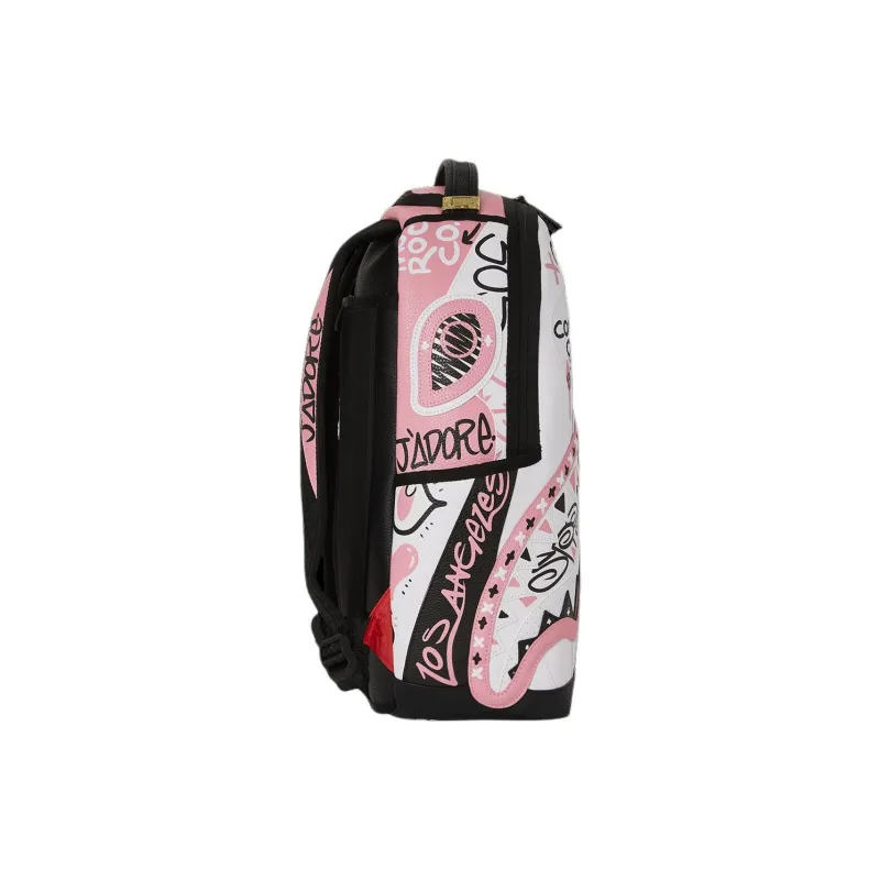 SPRAYGROUND Faux Leather Backpack Women's Pink Black-3