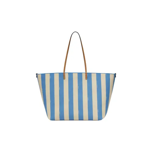 FENDI Jacquard Fabric Tote Bag Shopping Bag Handbag Large Size Women's Light Blue