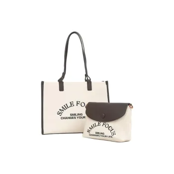SMILE FOCUS PU Tote Bag Shopping Bag Handbag Shoulder Bag Large Size Women's Camel With Brown