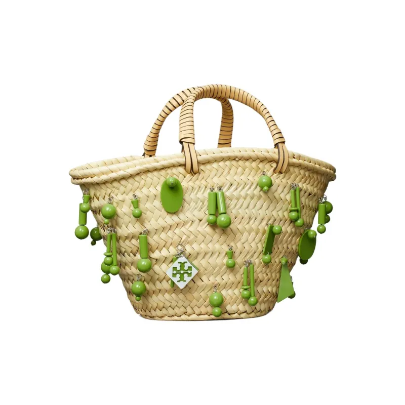 TORY BURCH Raffia With Leather Trim Handbag Trumpets Women's Wild Leaf-1
