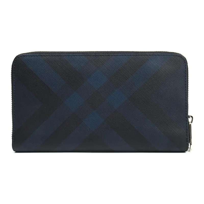 Burberry Thermoplastic Polyurethane With Polyester Cotton And Leather Patchwork Wallet Men's Marine Blue & Black-0