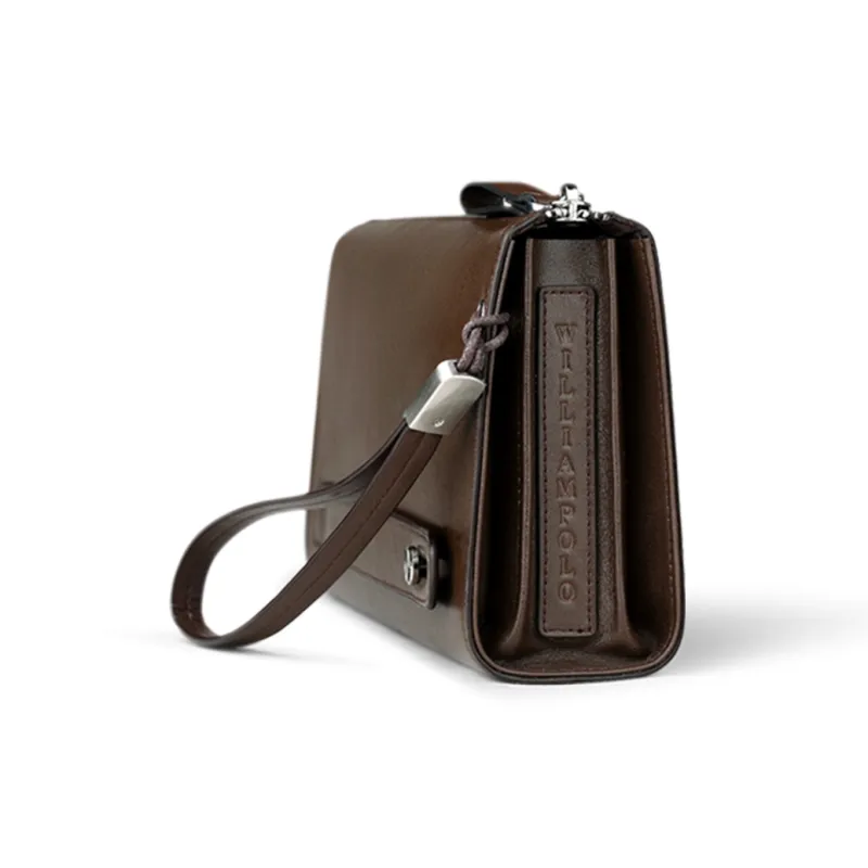 WilliamPOLO Cow Leather Clutch Anti Theft Handle Envelope Bag Multifunction Cell Phone Pouch Regular Men's Multicolor-10
