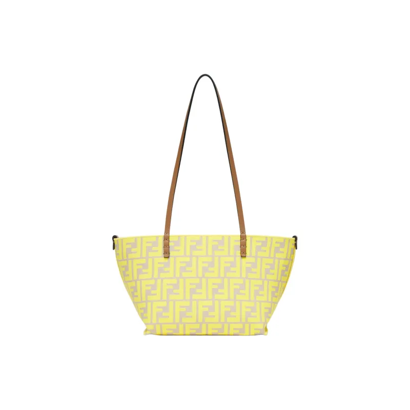 FENDI Jacquard Fabric Tote Bag Shopping Bag Handbag Shoulder Bag Women's Yellow-3