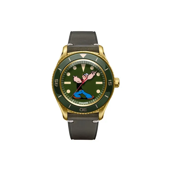 UNDONE Popeye Automatic Mechanical Movement Leather Watch Bands Watch Men's Watches Green Dial-0