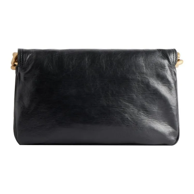 Balenciaga Logo Calfskin Small Handle Shoulder Bag Women's Black-4